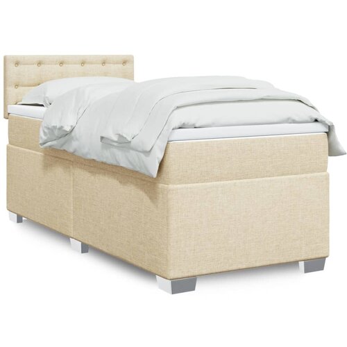 vidaXL Box spring postelja z vzmetnico krem 100x200 cm blago Cene