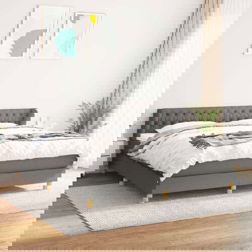  Kreveta s oprugama i madrac svjetlosivi 180x200cm tkanina Slike