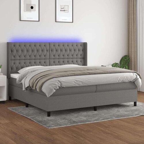  Box spring postelja z vzmetnico LED temno siva 200x200 cm blago, (20726197) Slike