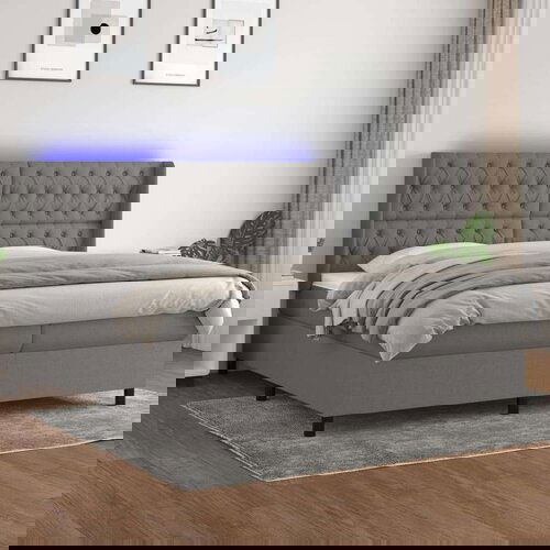  Box spring s madracem LED tamnosivi 200x200 cm tkanina Cijene