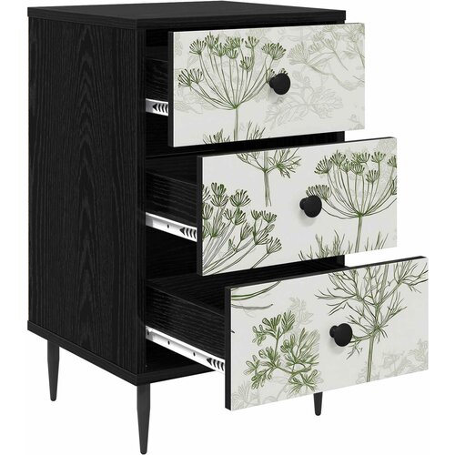  Noćni ormar GOTHA Crni hrast 36 x 33 x 61 cm Konstruirano drvo Slike