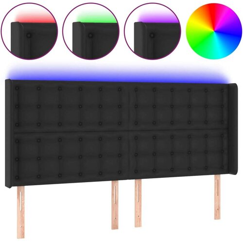  Uzglavlje crno 163 x 16 x 118/128 cm od umjetna koža Slike