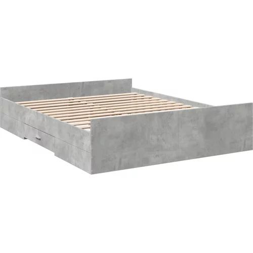 vidaXL Posteljni okvir s predali betonsko siv 150x200cm inženirski les, (21128395)