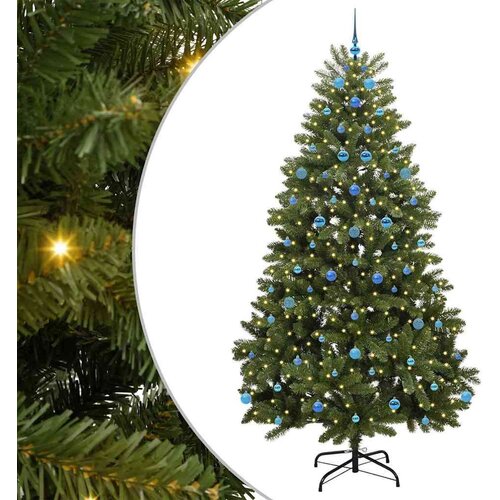 VidaXL Umjetno božićno drvce S LED lampica Zelena 240 cm PVC i metal Slike