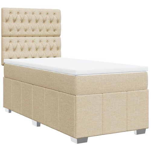 vidaXL Box spring postelja z vzmetnico krem 100x200 cm blago, (21310313) Cene