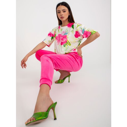 Fashion Hunters Pink and ecru two-piece velour set from RUE PARIS Slike