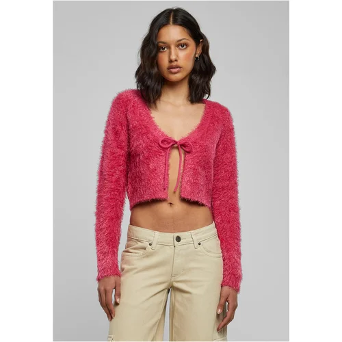 UC Ladies Ladies Tied Cropped Feather Cardigan hibiskuspink