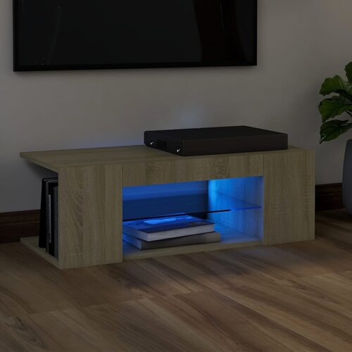 VidaXL TV ormarić s LED svjetlima boja hrasta sonome 90 x 39 x 30 cm Slike