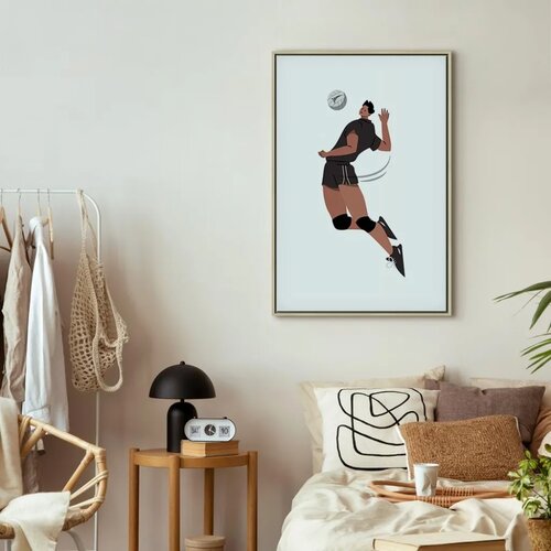  Slika - Volleyball Player on a White Background - Illustration 40x60 U prirodnom drvenom okviru Slike