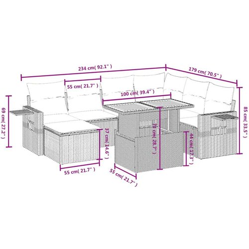 VidaXL 8-dijelni set vrtnih sofa od poliratana s jastucima sivi Slike