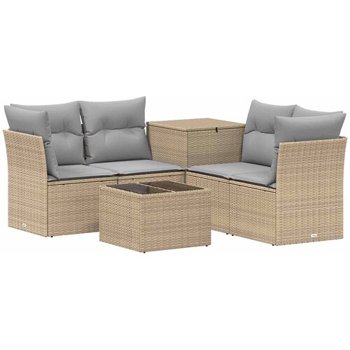  Set sofe 6 kom. Bež i svijetlo siva Poli Rattan i čelik Slike