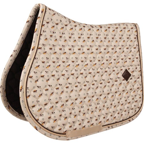 Kentucky Horsewear Skakalna podsedelnica Velvet z vzorcem konjev, FULL - Beige Slike