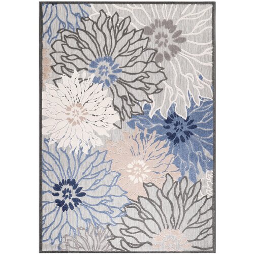 Lesnina XXXL PREPROGA ZA ZUNANJO UPORABO Floral 80/150 cm tkano modra, siva Cene