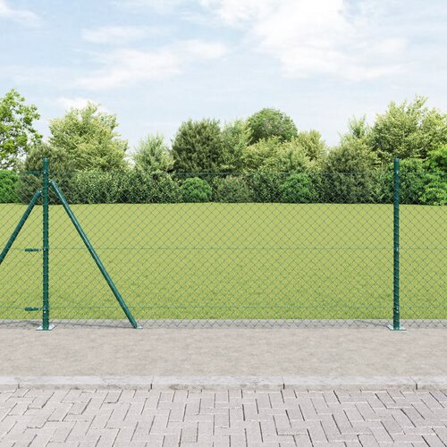 vidaXL verižna ograja set 2 zelena praškasto barvano jeklo 0.8 x 25 m Cene
