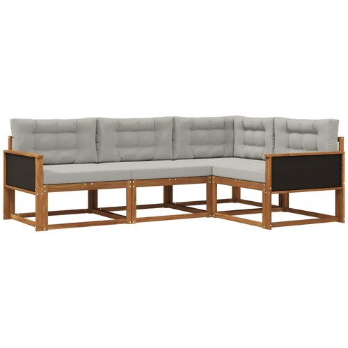 vidaXL Zunanja garnitura za sedenje 4 pcs Naravna in svetlo siva, (5000280062) Cene