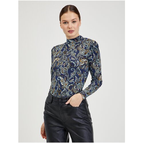 Orsay Dark blue Women&amp;#039;s Patterned Long Sleeve T-Shirt Paisy - Women Slike