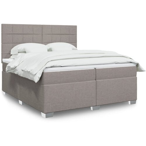 VidaXL Krevet s oprugama i madracem smeđesivi 200x200 cm od tkanine Slike
