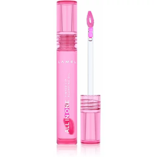 LAMEL All in One Lip Tinted Plumping Oil tonirno olje za ustnice za povečanje volumna № 402 Pink Sparkle 3 ml