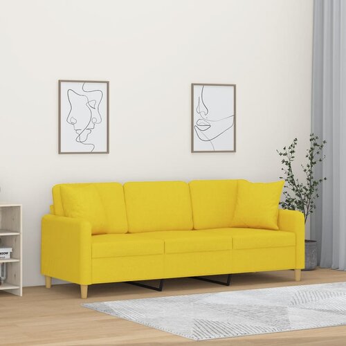  Trosjed s ukrasnim jastucima svjetložuti 180 cm od tkanine Cene