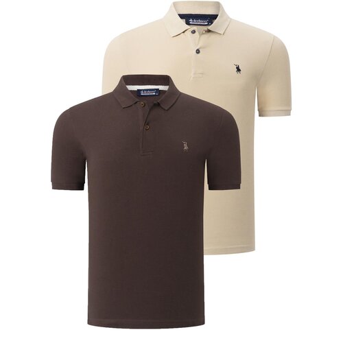 Dewberry DUO SET T8561 MEN'S TSHIRT-BROWN-BEIGE Cene