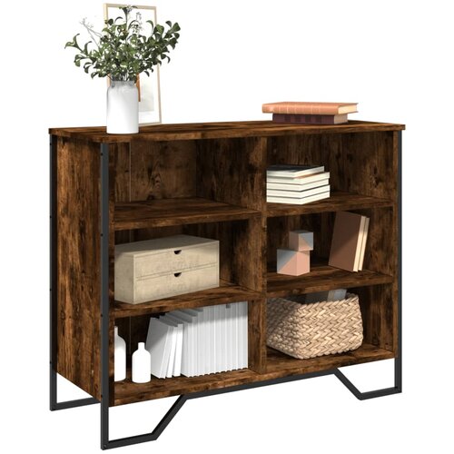 VidaXL Komoda dimljeni hrast 91x35,5x74,5 cm inženirski les Slike