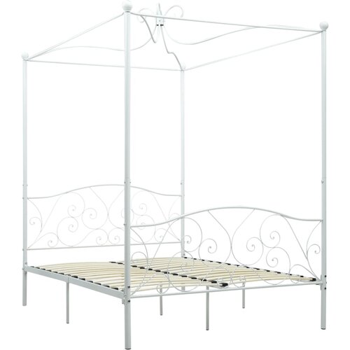 Maison Chic Posteljni okvir - Dvoposteljna postelja - Zakonska postelja z ogrodjem za baldahin bel kovinski 120x200 cm, (21694989) Cene