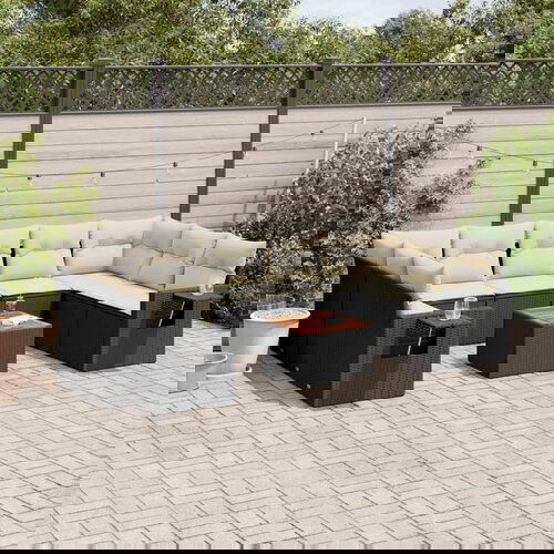 VidaXL 10-dijelni set vrtnih sofa s jastucima crni od poliratana Slike