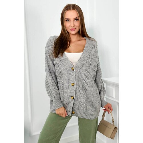 Kesi Button-down sweater with puffed sleeves grey Slike