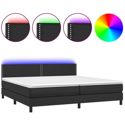 Maison Chic Box spring postelja - Vzmetna postelja z vzmetnico LED črna 200x200cm umetno usnje SL2969, (21902694) Cene