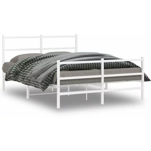 Metalni okvir kreveta uzglavlje i podnožje bijeli 140x200 cm