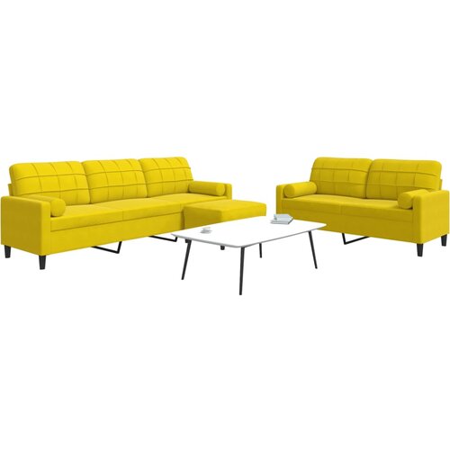 VidaXL 3-dijelni set sofa s jastucima žuti bar&amp;scaron;unasti Slike