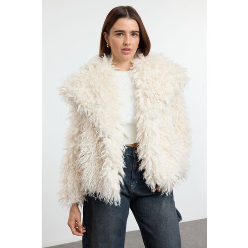 Trendyol Ecru Oversize Molded Für Coat Cene
