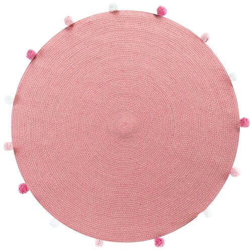 Douceur d int&amp;eacute;rieur Rožnata okrogla preproga &amp;oslash; 90 cm Pompomparty &amp;ndash; Slike