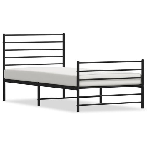 VidaXL Kovinski posteljni okvir z vzglavjem in vznožjem črn 90x200 cm, (20737519) Slike