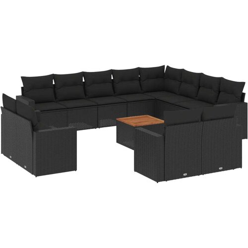 VidaXL 13-dijelni set vrtnih sofa s jastucima poliratan crni Slike