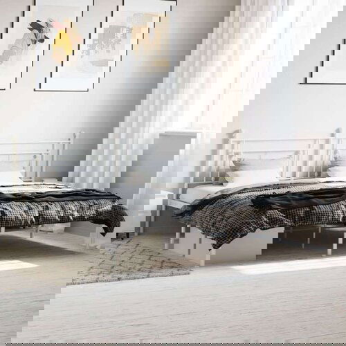 Metalni okvir za krevet s uzglavljem bijeli 193x203 cm Slike
