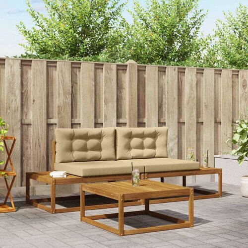  Set vanjskih sofa s jastukom 3 Komad Prirodna i bež Cijene
