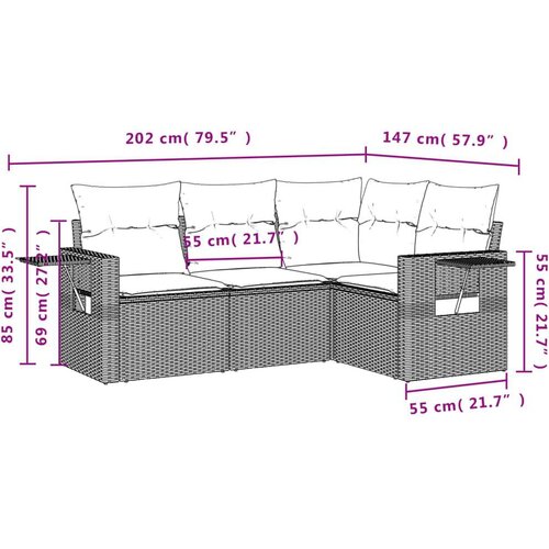 vidaXL 4-dijelni set vrtnih sofa od poliratana s jastucima smeđi Cene