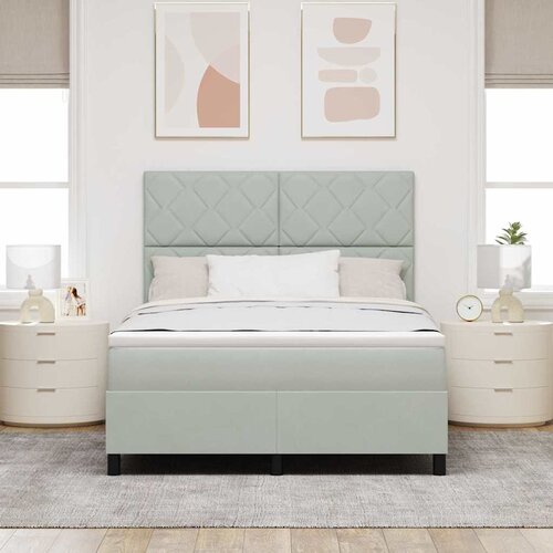  LED Box Spring Krevet Svijetlo siva 160 x 200 cm Bar&amp;scaron;un Slike