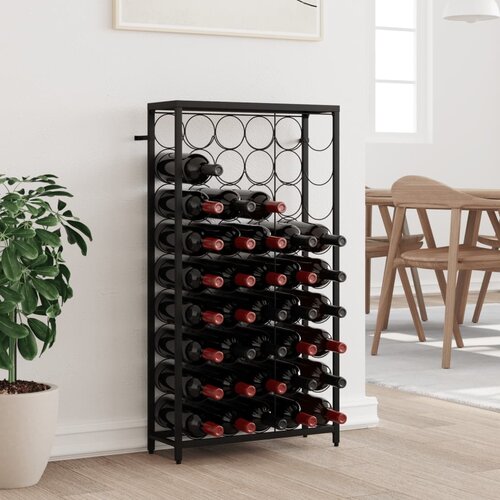 VidaXL Stalak za vino za 45 boca crni 54 x 18 x 100 cm kovano željezo Slike