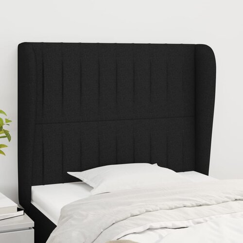  Uzglavlje s ušima crno 93x23x118/128 cm od tkanine Cene