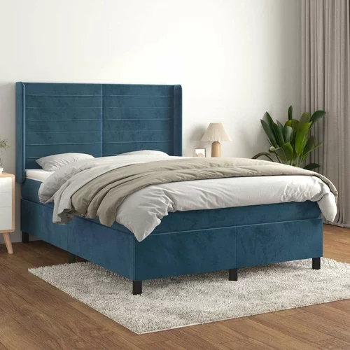  Box spring postelja z vzmetnico temno modra 140x200 cm žamet, (20901814)