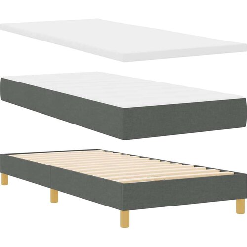 Krevet s uzglavljem s madracem &amp;amp;amp LED tamno sivi 80x200 cm tkanina Slike