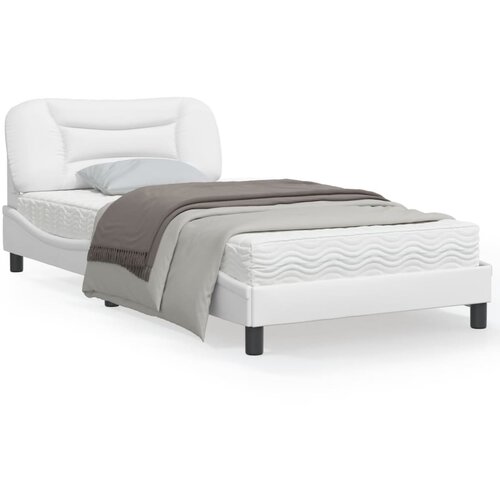 VidaXL Okvir za krevet s uzglavljem bijeli 100x200 cm od umjetne kože Slike