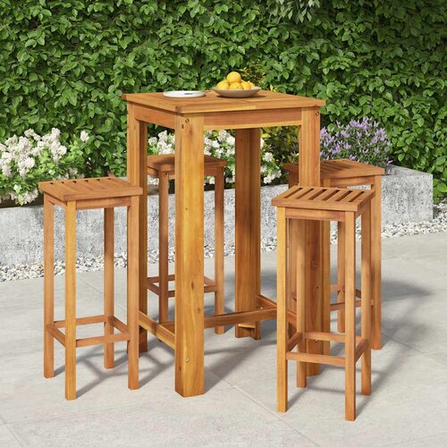  5-dijelni vrtni barski set od masivnog bagremovog drva Smeđa 60 cm table length Cene