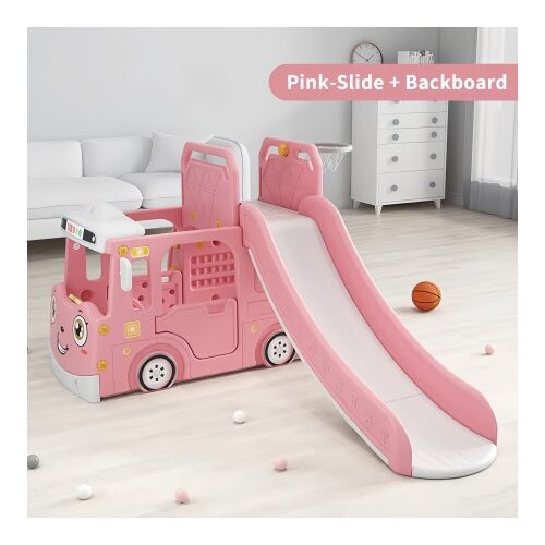 Premium Stil Dečiji roze vozić sa toboganom, ko&amp;scaron;em i ostavom za igračke ( 11848 ) Slike