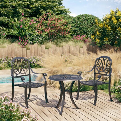  3-dijelni bistro set od lijevanog aluminija crni Cene