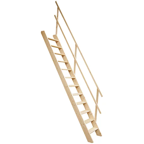 MEISTERHOLZ drvene stepenice s rukohvatom (smreka/jela, visina kata: 272 cm)