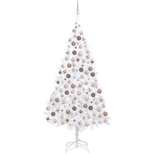vidaXL umjetno božićno drvce LED s kuglicama bijelo 210 cm PVC Cijene