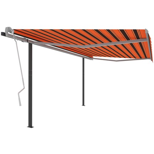 vidaXL Avtomatsko zložljiva tenda s stebrički 4x3 m oranžna in rjava Cene